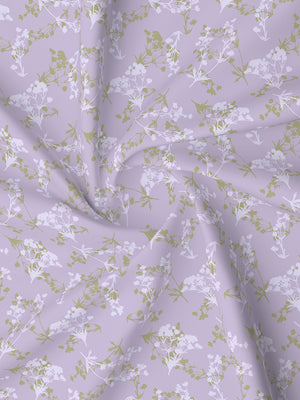 Lumina Floret 100% Cotton 144 TC Purple Floral Double Bedsheet with 2 Pillow Covers