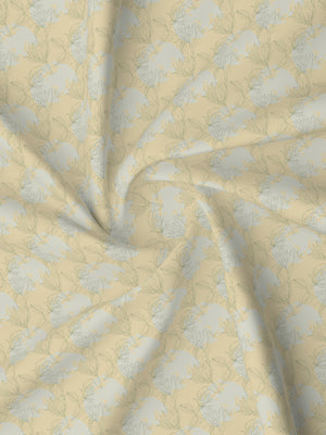 Lumina Floret 100% Cotton 144 TC Yellow & Grey Floral Double Bedsheet with 2 Pillow Covers
