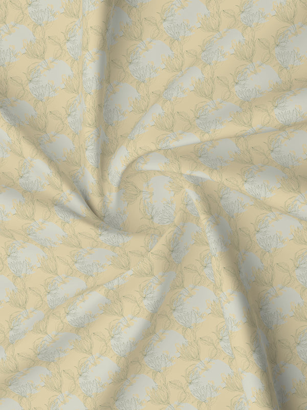 Lumina Floret 100% Cotton 144 TC Yellow & Grey Floral Double Bedsheet with 2 Pillow Covers