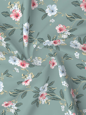 Lumina Floret 100% Cotton 144 TC Grey & Pink Floral Double Bedsheet with 2 Pillow Covers