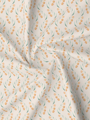 Lumina Floret 100% Cotton 144 TC Cream Floral Double Bedsheet with 2 Pillow Covers