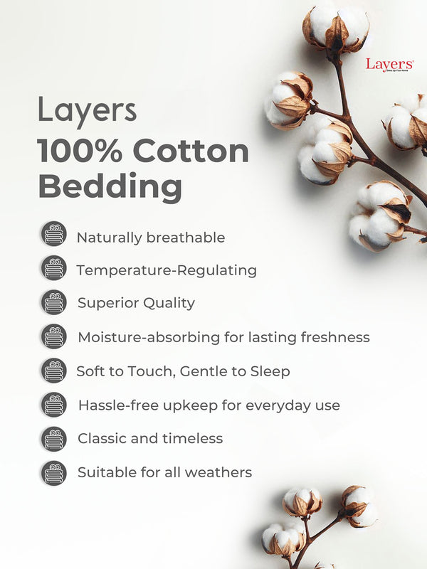 Lumina Floret 100% Cotton 144 TC White & Orange Floral Bedsheet with 2 Pillow Covers