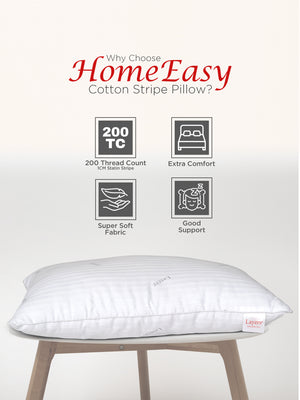 Home Easy 100% Cotton 200 TC White Soft Pillow - Set of 1 (17 x 27 inches)