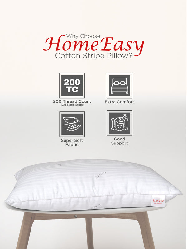 Home Easy 100% Cotton 200 TC White Soft Pillow - Set of 1 (17 x 27 inches)