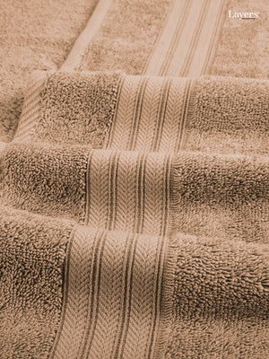 Home Easy 100% Cotton 450 GSM Beige Bath Towel - Pack of 1 (150 L cm x 75 W cm)