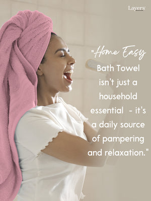 Home Easy 100% Cotton 450 GSM Pink Bath Towel - Pack of 1 (150 L cm x 75 W cm)