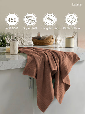 Home Easy 100% Cotton 450 GSM Brown Bath Towel - Pack of 1 (150 L cm x 75 W cm)