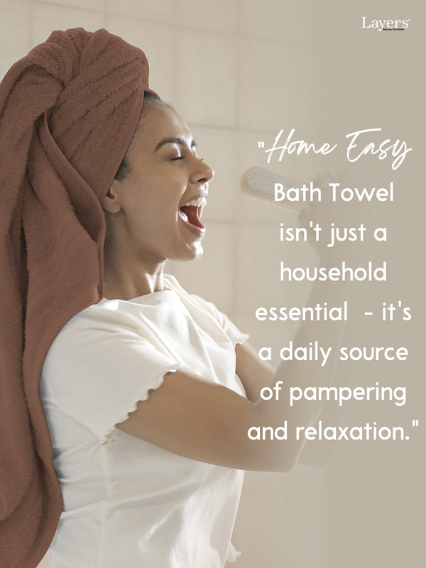 Home Easy 100% Cotton 450 GSM Brown Bath Towel - Pack of 1 (150 L cm x 75 W cm)