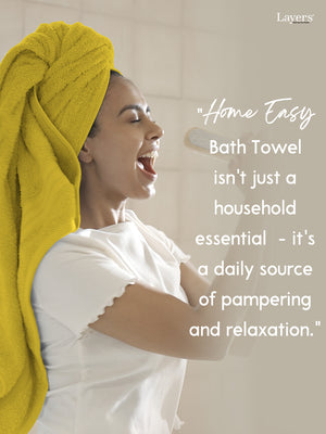 Home Easy 100% Cotton 450 GSM Yellow Bath Towel - Pack of 1 (150 L cm x 75 W cm)