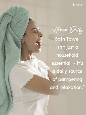 Home Easy 100% Cotton 450 GSM Green Bath Towel - Pack of 1 (150 L cm x 75 W cm)