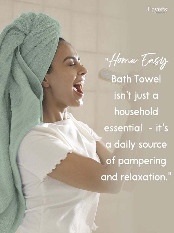 Home Easy 100% Cotton 450 GSM Green Bath Towel - Pack of 1 (150 L cm x 75 W cm)