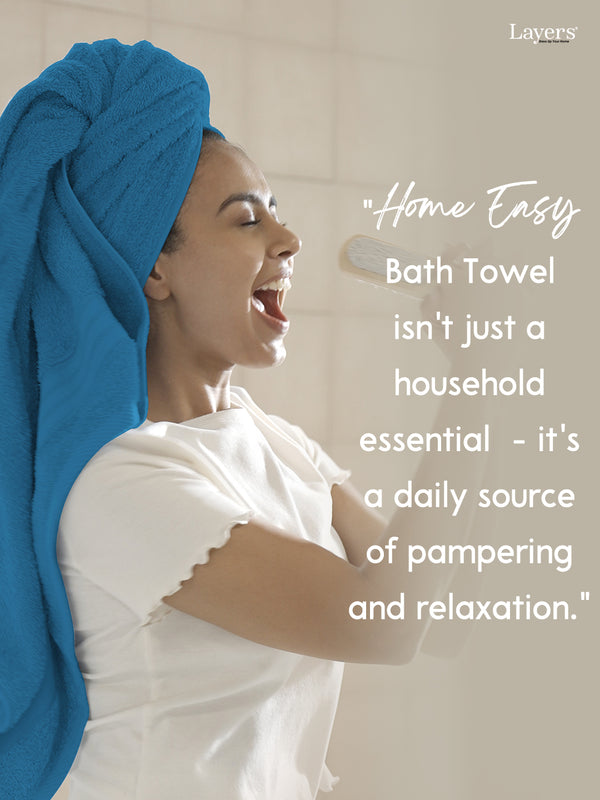Home Easy 100% Cotton 450 GSM Blue Bath Towel - Pack of 1 (150 L cm x 75 W cm)