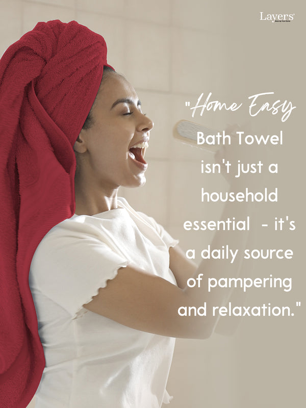 Home Easy 100% Cotton 450 GSM Pink Bath Towel - Pack of 1 (150 L cm x 75 W cm)