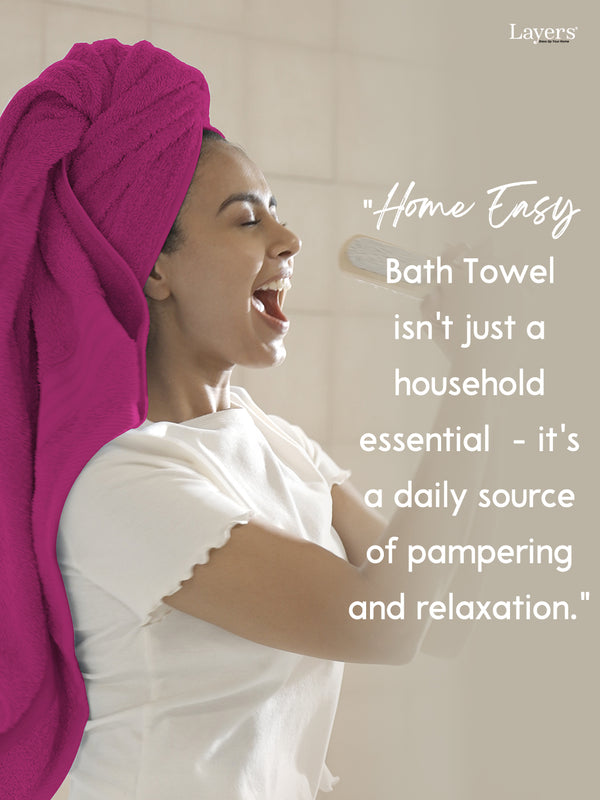 Home Easy 100% Cotton 450 GSM Pink Bath Towel - Pack of 1 (150 L cm x 75 W cm)