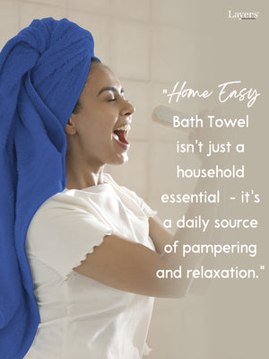 Home Easy 100% Cotton 450 GSM Blue Bath Towel - Pack of 1 (150 L cm x 75 W cm)