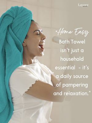 Home Easy 100% Cotton 450 GSM Blue Bath Towel - Pack of 1 (150 L cm x 75 W cm)