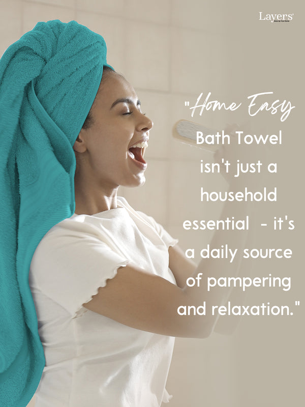 Home Easy 100% Cotton 450 GSM Blue Bath Towel - Pack of 1 (150 L cm x 75 W cm)