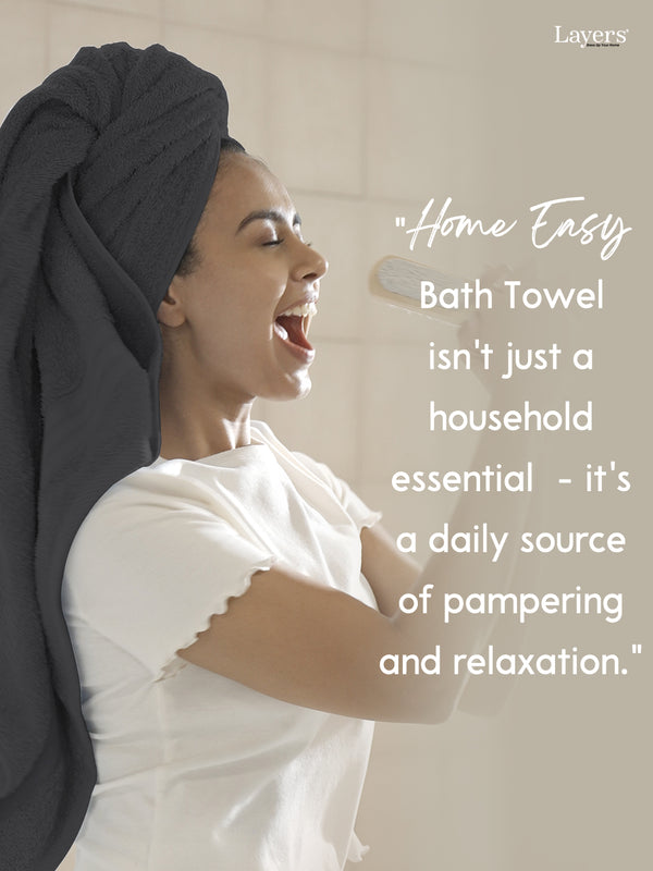 Home Easy 100% Cotton 450 GSM Grey Bath Towel - Pack of 1 (150 L cm x 75 W cm)