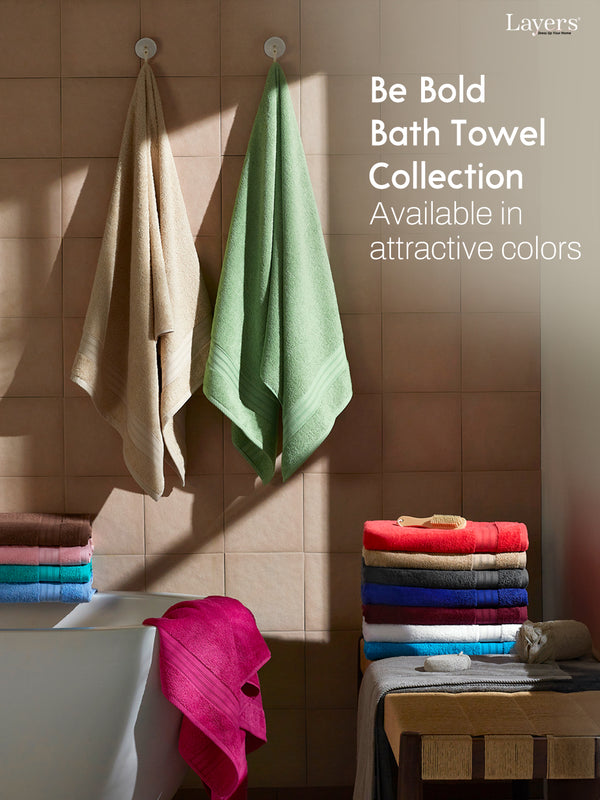 Be Bold 100% Cotton 450 GSM Cream Solid Bath Towel - Pack of 1 (150 L cm x 75 W cm)