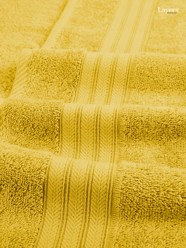 Be Bold 100% Cotton 450 GSM Yellow Solid Bath Towel - Pack of 1 (150 L cm x 75 W cm)