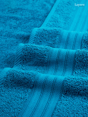 Be Bold 100% Cotton 450 GSM Blue Solid Bath Towel - Pack of 1 (150 L cm x 75 W cm)