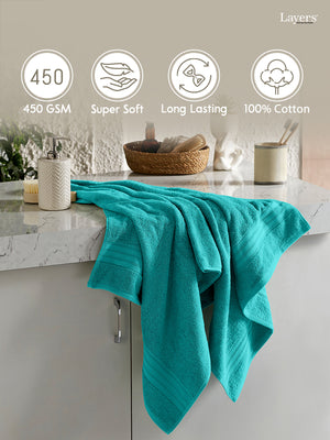 Be Bold 100% Cotton 450 GSM Blue Solid Bath Towel - Pack of 1 (150 L cm x 75 W cm)