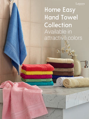 Home Easy 100% Cotton 450 GSM Cream Hand Towels - Set of 2 (60 L cm x 40 L cm)