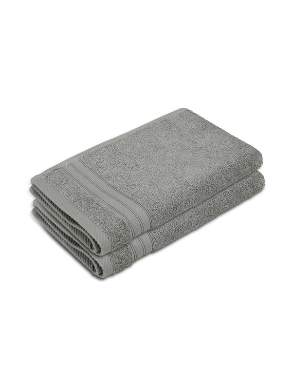 Home Easy 100% Cotton 450 GSM Grey Hand Towels - Set of 2 (60 L cm x 40 L cm)