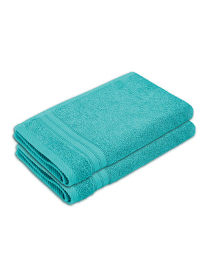 Home Easy 100% Cotton 450 GSM Blue Hand Towels - Set of 2 (60 L cm x 40 L cm)