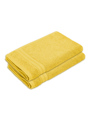Be Bold 100% Cotton 450 GSM Yellow Solid Hand Towels - Set of 2 (60 L cm x 40 L cm)