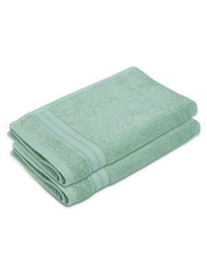 Be Bold 100% Cotton 450 GSM Green Solid Hand Towels - Set of 2 (60 L cm x 40 L cm)