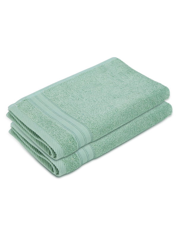 Be Bold 100% Cotton 450 GSM Green Solid Hand Towels - Set of 2 (60 L cm x 40 L cm)
