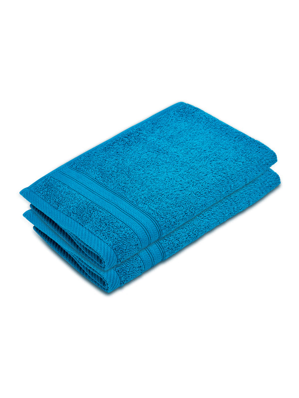 Be Bold 100% Cotton 450 GSM Blue Solid Hand Towels - Set of 2 (60 L cm x 40 L cm)
