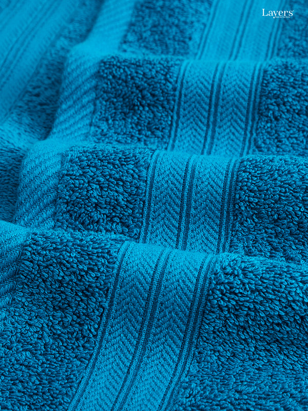Be Bold 100% Cotton 450 GSM Blue Solid Hand Towels - Set of 2 (60 L cm x 40 L cm)