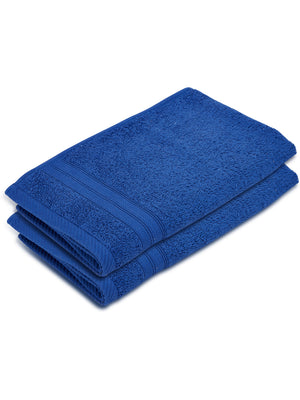 Be Bold 100% Cotton 450 GSM Blue Solid Hand Towels - Set of 2 (60 L cm x 40 L cm)
