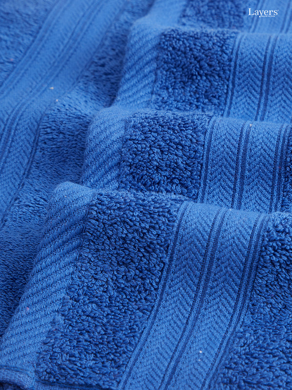 Be Bold 100% Cotton 450 GSM Blue Solid Hand Towels - Set of 2 (60 L cm x 40 L cm)