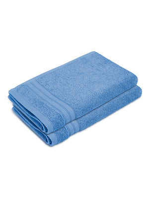 Be Bold 100% Cotton 450 GSM Blue Solid Hand Towels - Set of 2 (60 L cm x 40 L cm)