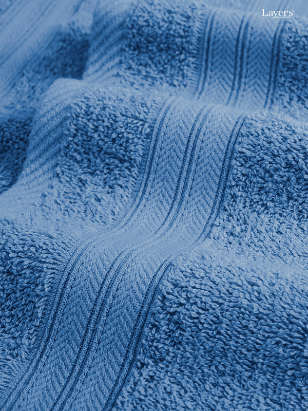 Be Bold 100% Cotton 450 GSM Blue Solid Hand Towels - Set of 2 (60 L cm x 40 L cm)