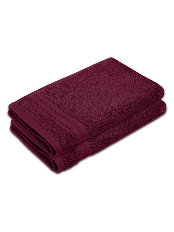 Be Bold 100% Cotton 450 GSM Purple Solid Hand Towels - Set of 2 (60 L cm x 40 L cm)