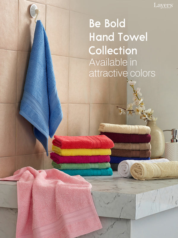 Be Bold 100% Cotton 450 GSM Purple Solid Hand Towels - Set of 2 (60 L cm x 40 L cm)