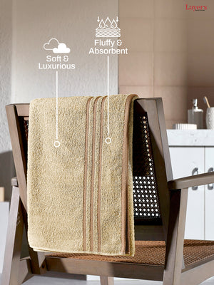 BasicX 100% Cotton 380 GSM Cream Solid Bath Towel - Set of 1 (150 L cm x 70 W cm)