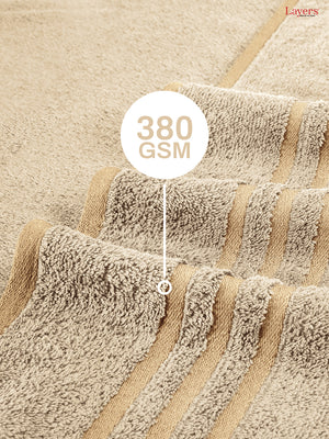 BasicX 100% Cotton 380 GSM Cream Solid Bath Towel - Set of 1 (150 L cm x 70 W cm)