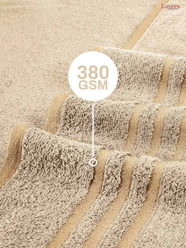 BasicX 100% Cotton 380 GSM Cream Solid Bath Towel - Set of 1 (150 L cm x 70 W cm)