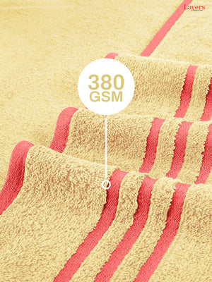 BasicX 100% Cotton 380 GSM Yellow Solid Bath Towel - Set of 1 (150 L cm x 70 W cm)