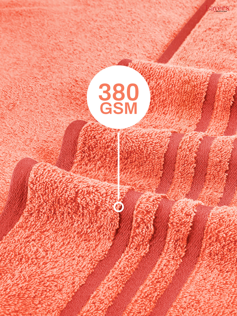 BasicX 100% Cotton 380 GSM Peach Solid Bath Towel - Set of 1 (150 L cm x 70 W cm)