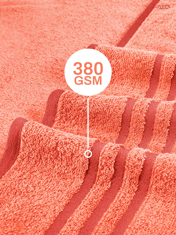BasicX 100% Cotton 380 GSM Peach Solid Bath Towel - Set of 1 (150 L cm x 70 W cm)