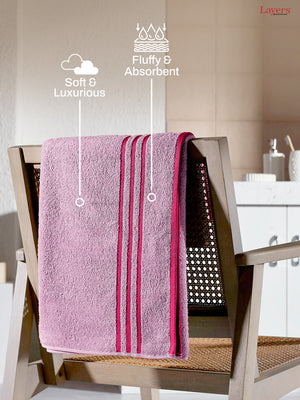 BasicX 100% Cotton 380 GSM Purple Solid Bath Towel - Set of 1 (150 L cm x 70 W cm)