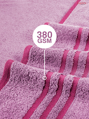 BasicX 100% Cotton 380 GSM Purple Solid Bath Towel - Set of 1 (150 L cm x 70 W cm)