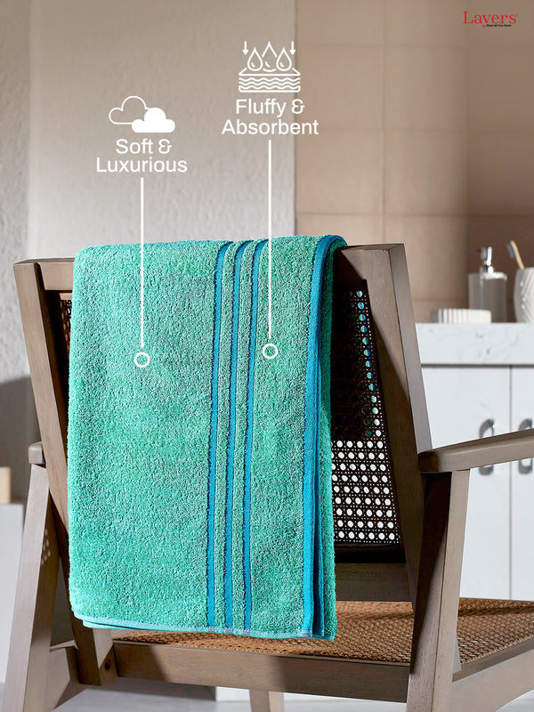 BasicX 100% Cotton 380 GSM Turquoise Solid Bath Towel - Set of 1 (150 L cm x 70 W cm)