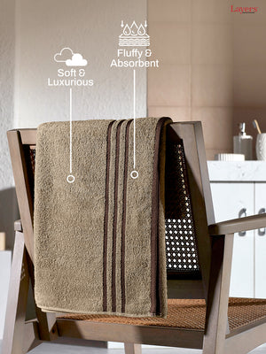 BasicX 100% Cotton 380 GSM Beige Solid Bath Towel - Set of 1 (150 L cm x 70 W cm)